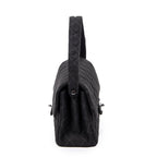 Handbag Double Sided Flap Black Quilted Jersey Canvas