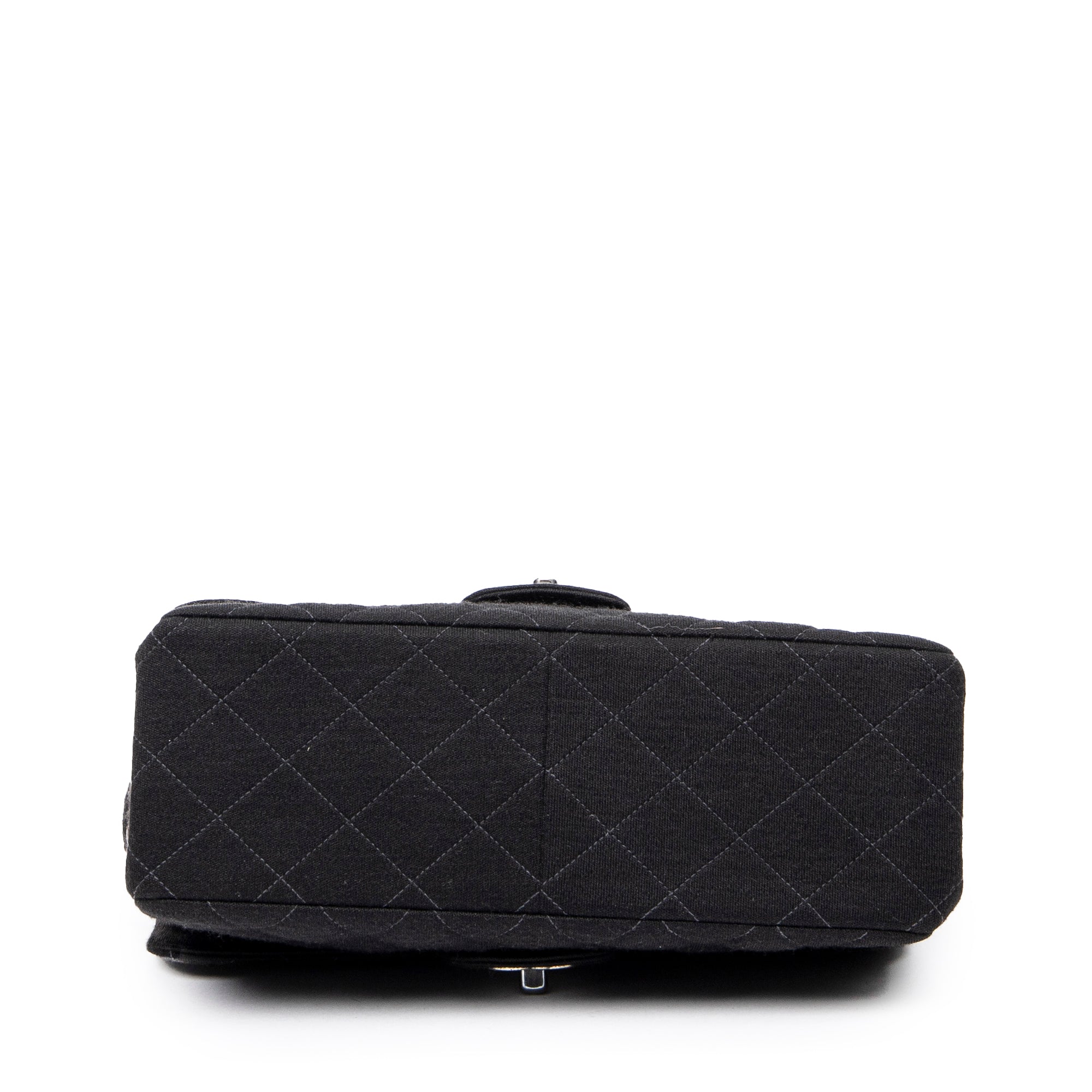 Handbag Double Sided Flap Black Quilted Jersey Canvas