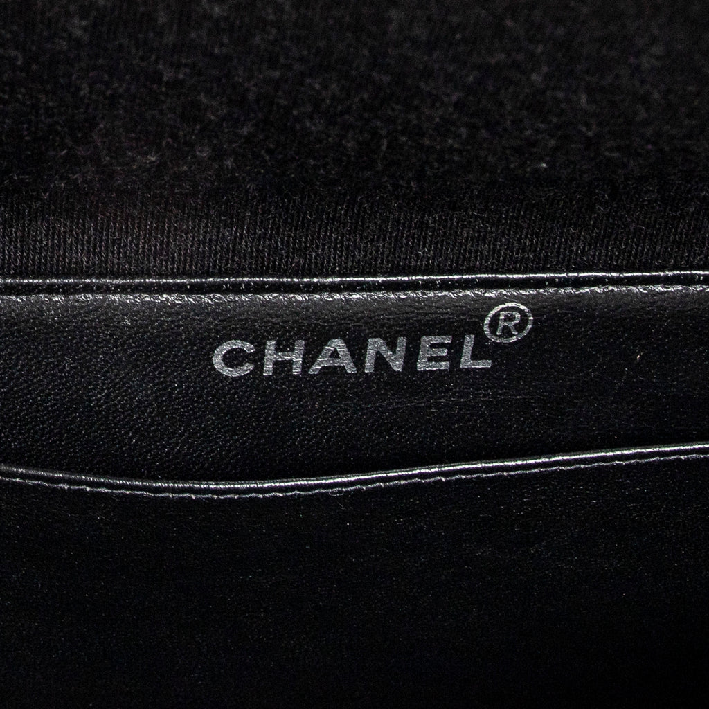 Handbag Double Sided Flap Black Quilted Jersey Canvas