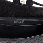 Handbag Double Sided Flap Black Quilted Jersey Canvas
