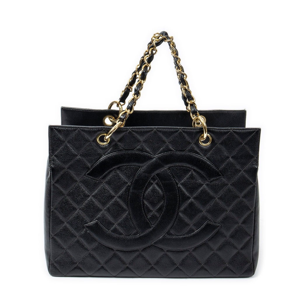 Shoulder Bag CC Timeless Grand Shopping Tote Black Quilted Caviar Leather