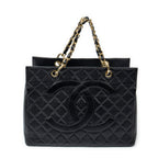 Shoulder Bag CC Timeless Grand Shopping Tote Black Quilted Caviar Leather
