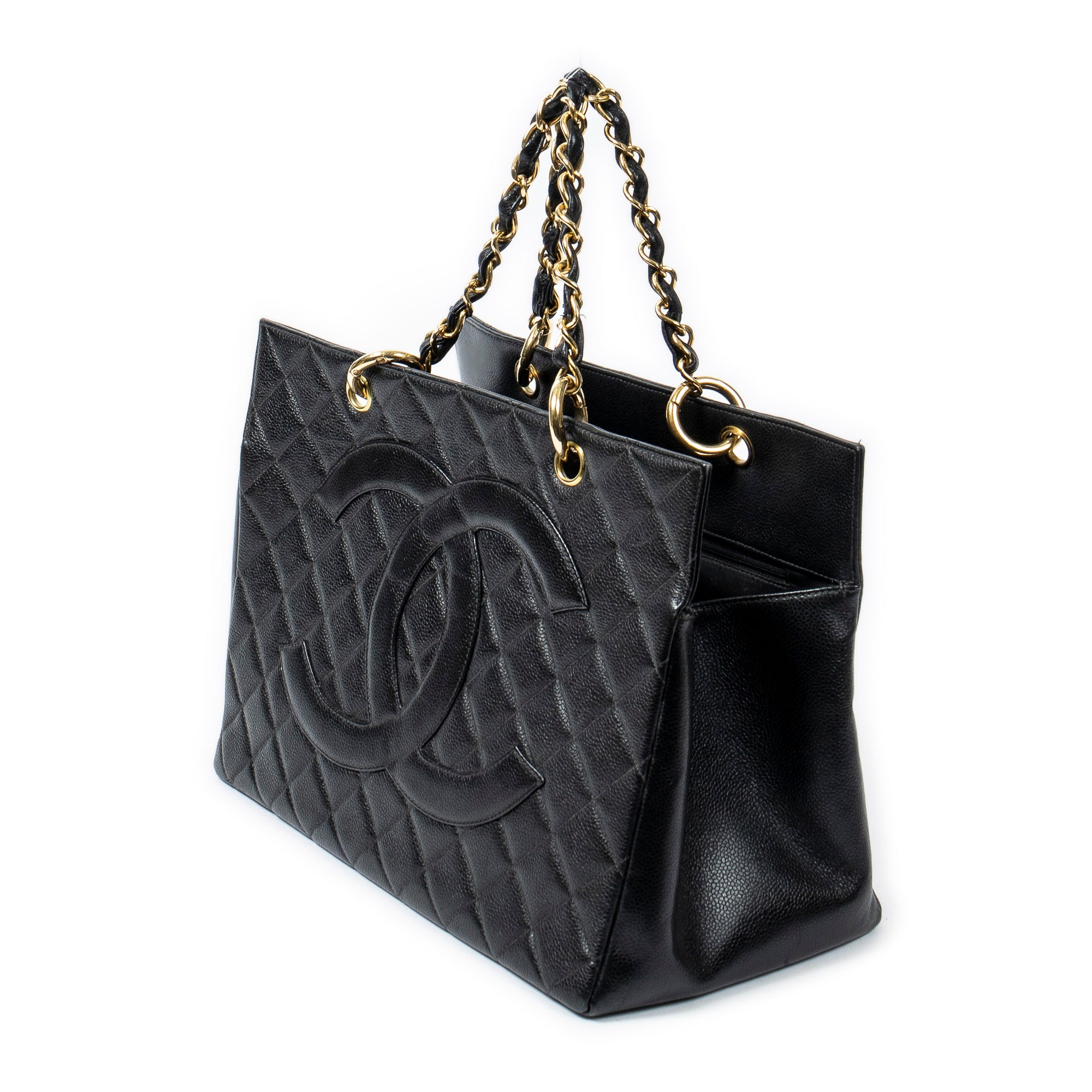Shoulder Bag CC Timeless Grand Shopping Tote Black Quilted Caviar Leather