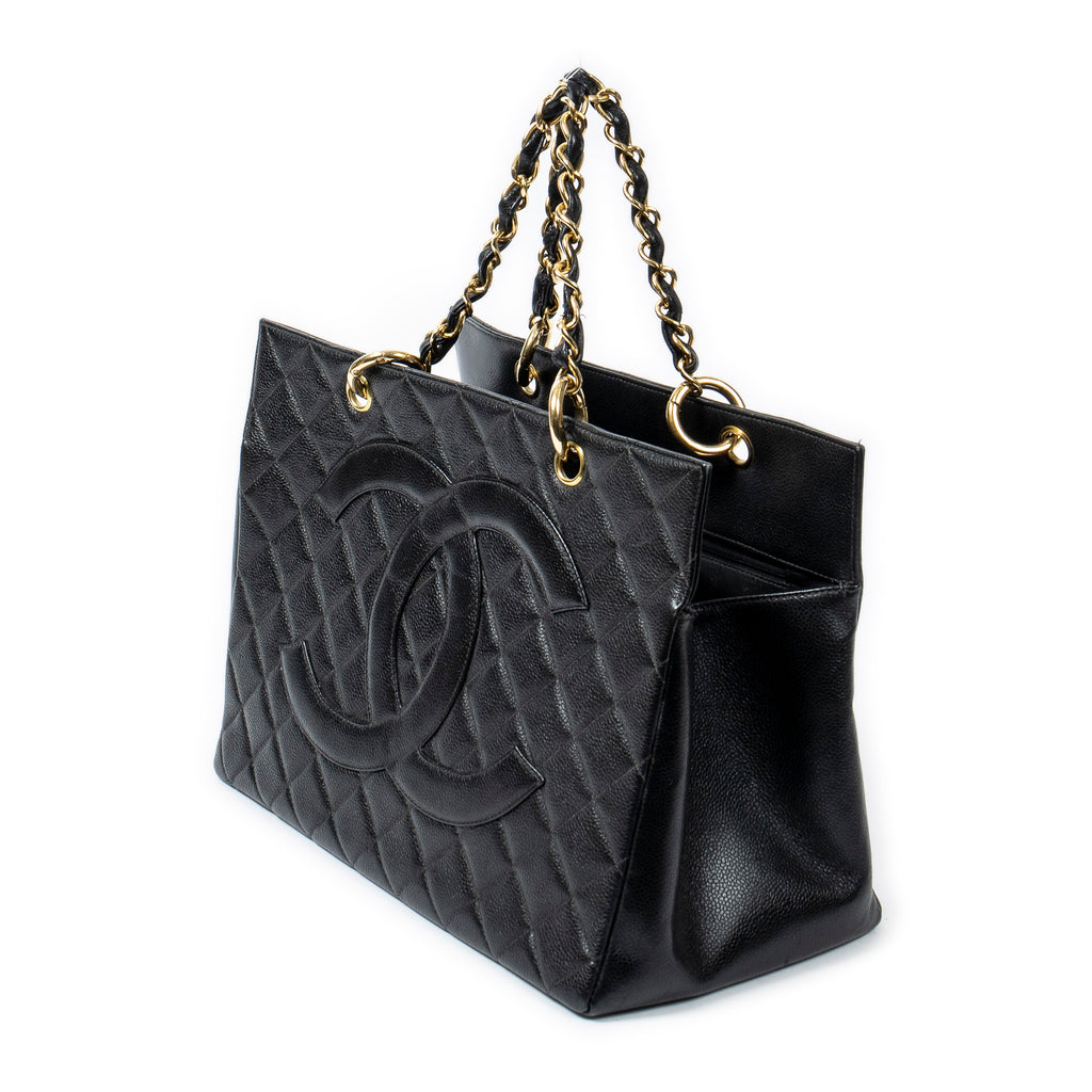 Shoulder Bag CC Timeless Grand Shopping Tote Black Quilted Caviar Leather