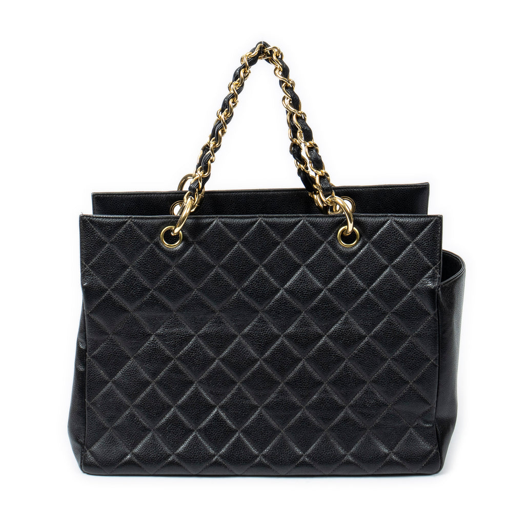 Shoulder Bag CC Timeless Grand Shopping Tote Black Quilted Caviar Leather