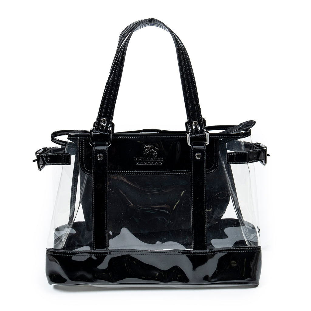 Bolso de hombro Blue Label transparente de resina y lona