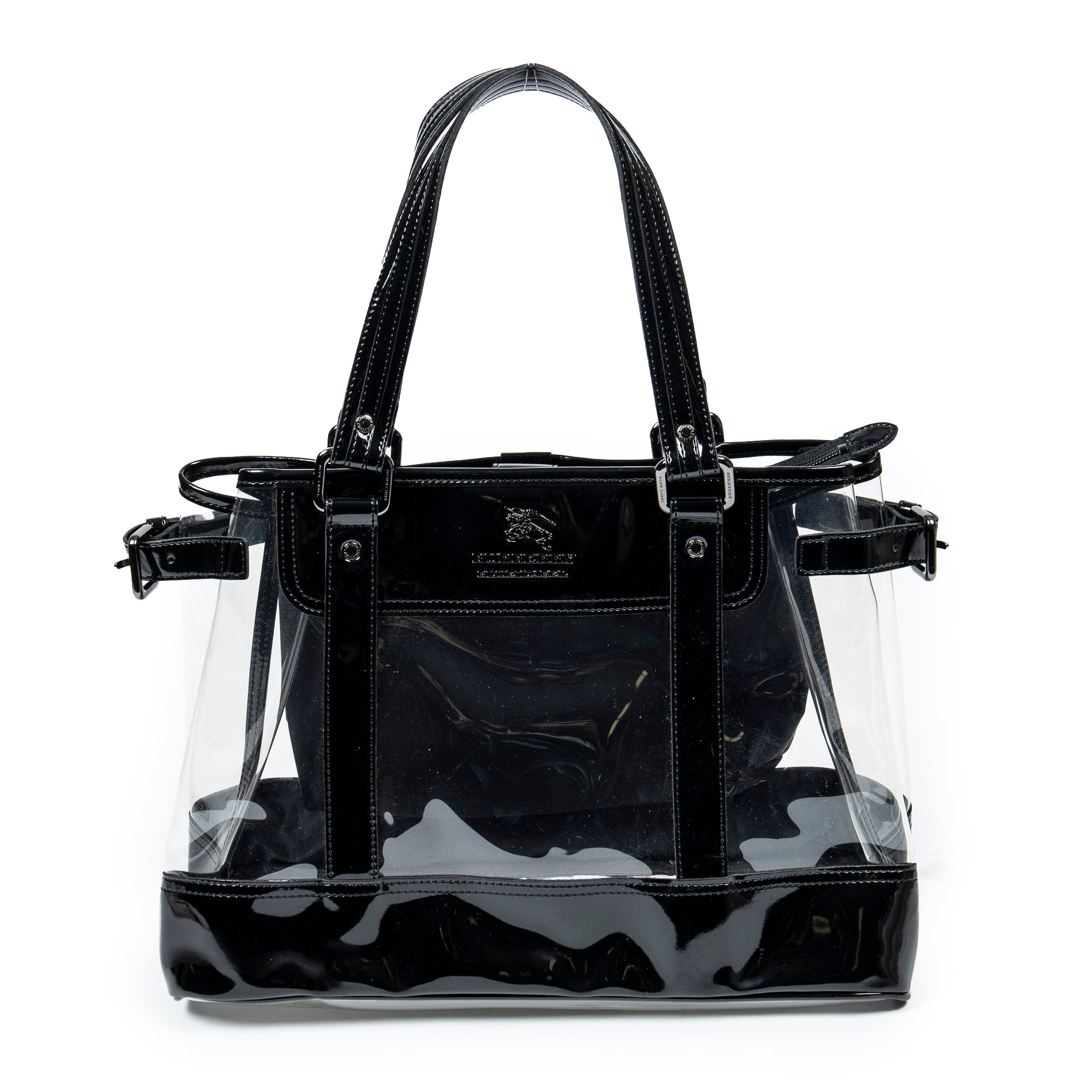 Bolso de hombro Blue Label transparente de resina y lona