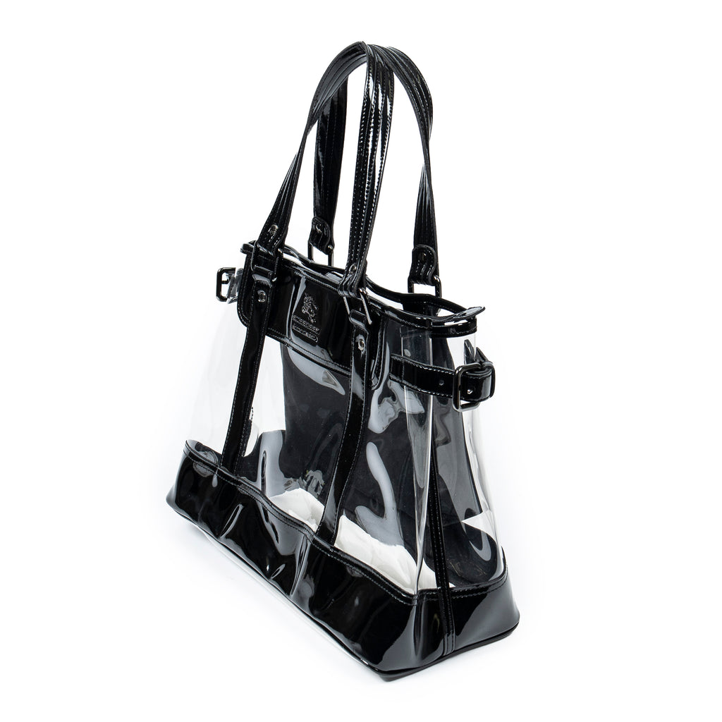 Bolso de hombro Blue Label transparente de resina y lona