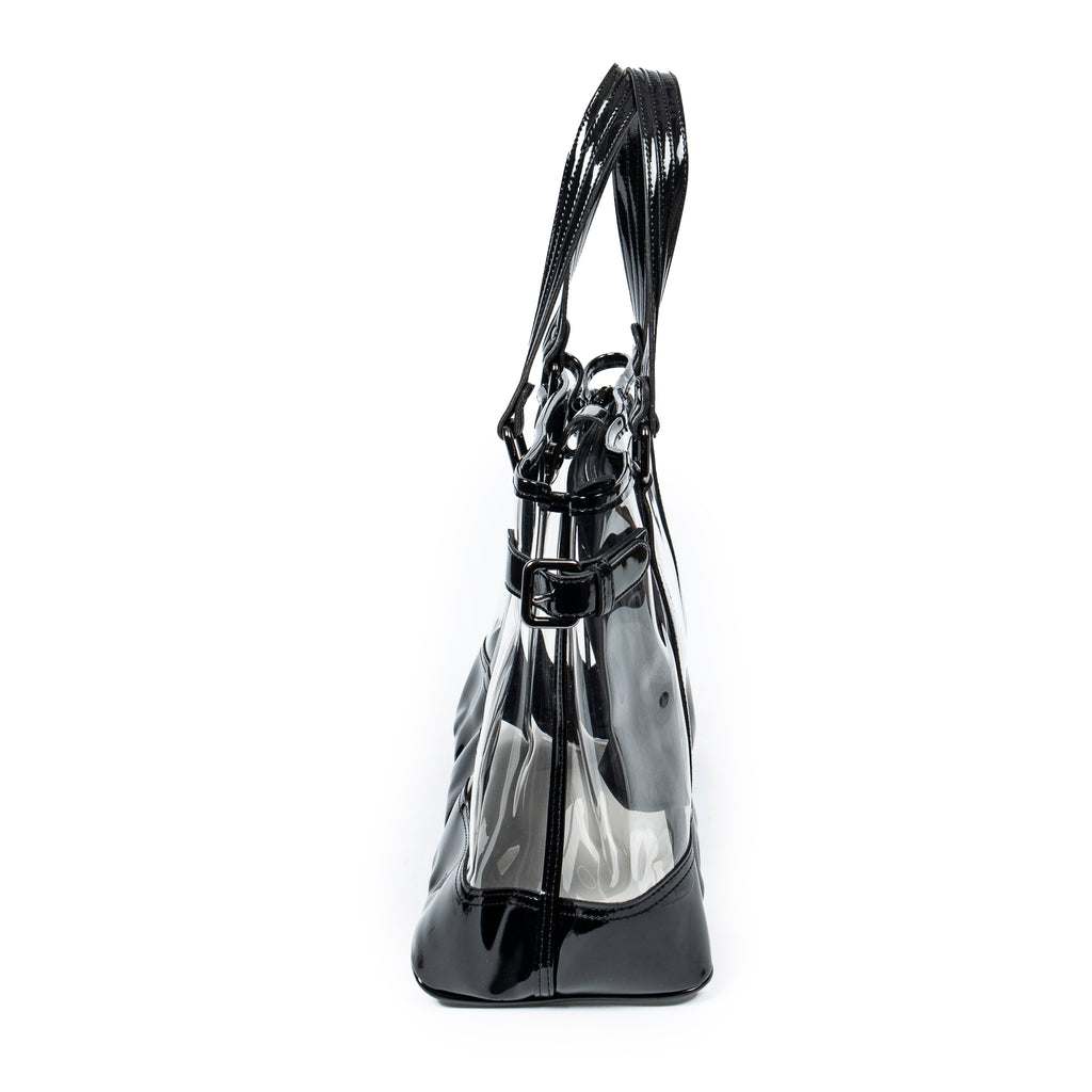 Bolso de hombro Blue Label transparente de resina y lona