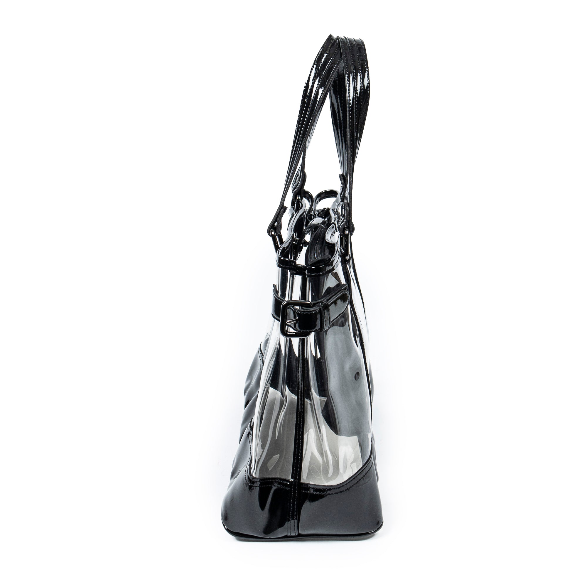 Bolso de hombro Blue Label transparente de resina y lona