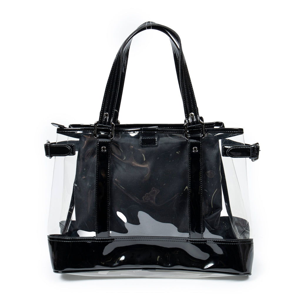 Bolso de hombro Blue Label transparente de resina y lona