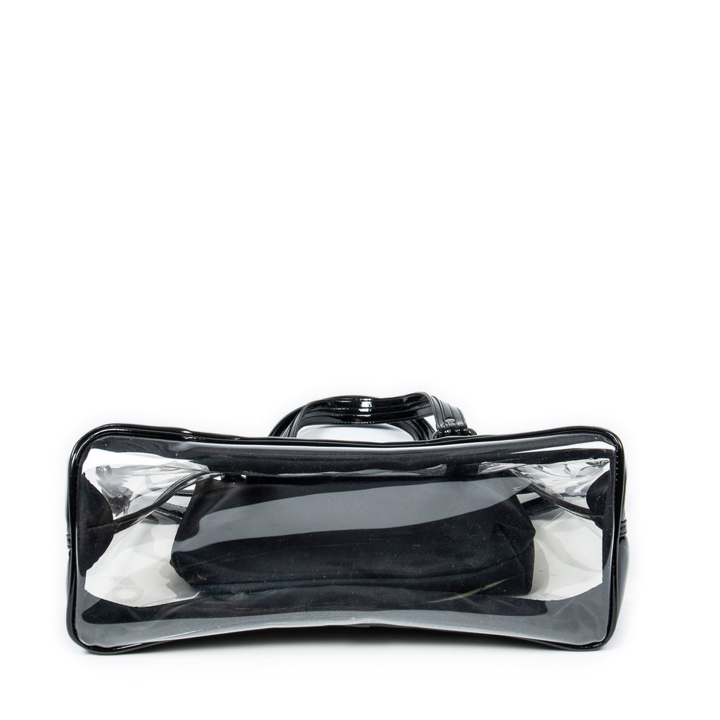 Bolso de hombro Blue Label transparente de resina y lona
