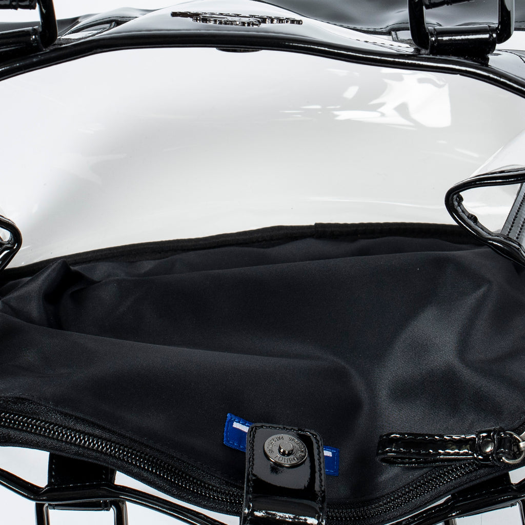 Bolso de hombro Blue Label transparente de resina y lona