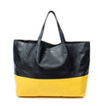 Bolso de Hombro Bicolor Horizontal Cabas Tote Piel de Becerro Negra
