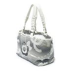 Shoulder Bag Camellia Flower Beach Tote Ivory Camellia Stripe Canvas