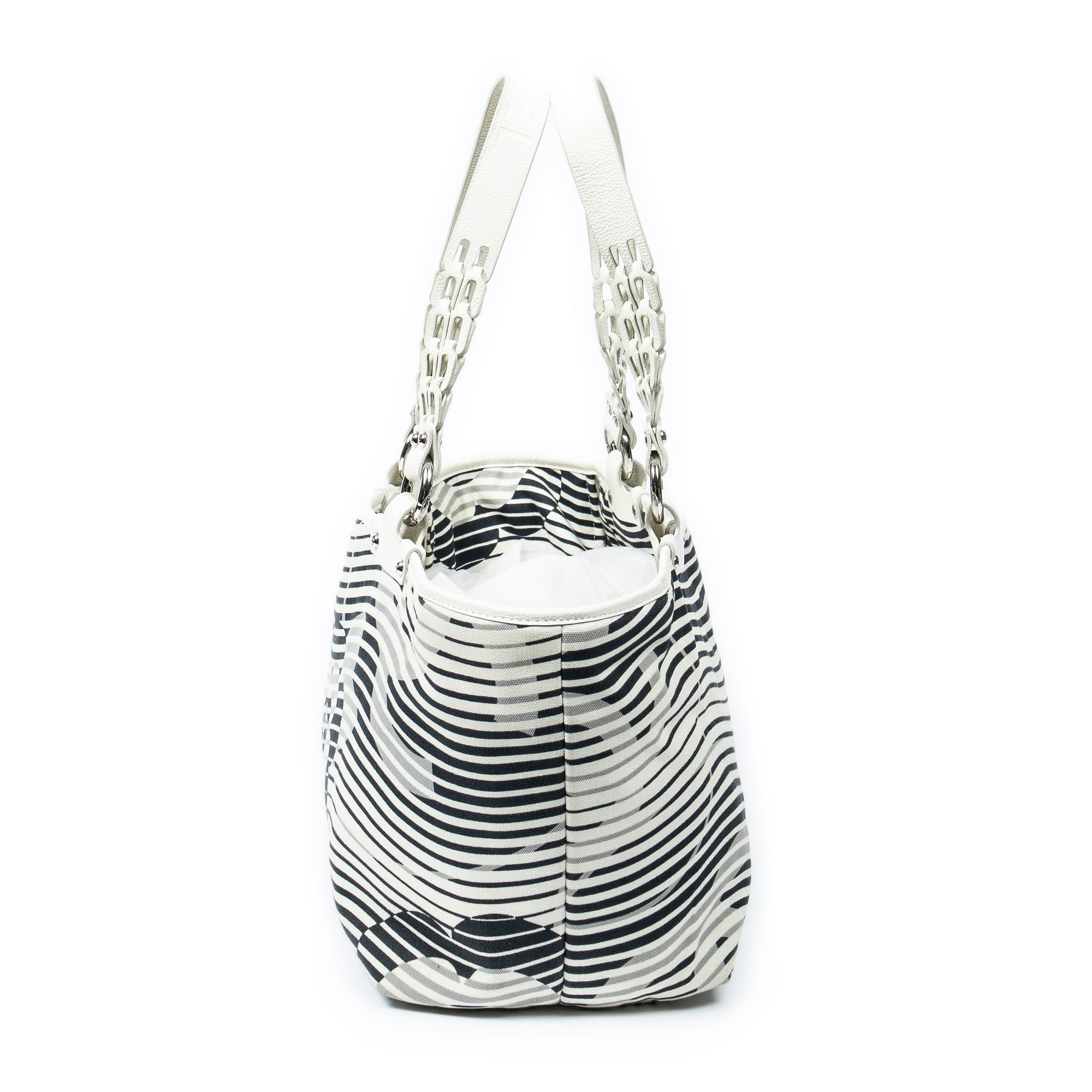 Shoulder Bag Camellia Flower Beach Tote Ivory Camellia Stripe Canvas