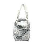 Shoulder Bag Camellia Flower Beach Tote Ivory Camellia Stripe Canvas