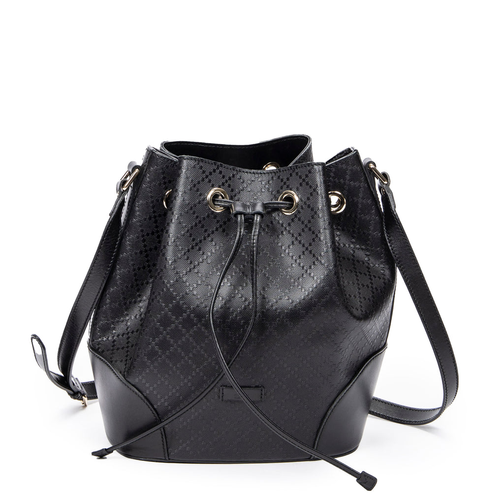 Shoulder Bag Medium Bright Bucket Bag Black Diamante Coated Canvas