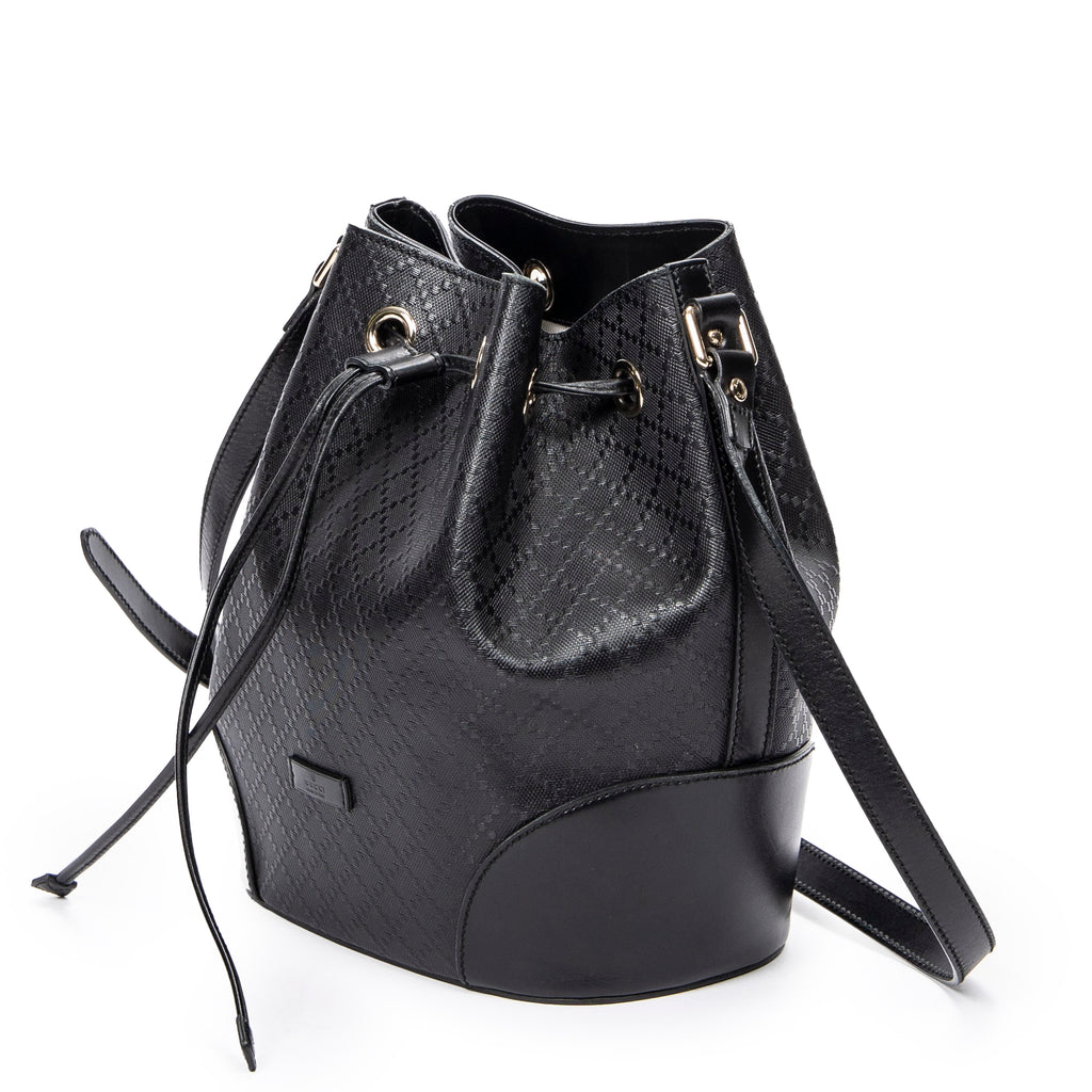 Shoulder Bag Medium Bright Bucket Bag Black Diamante Coated Canvas