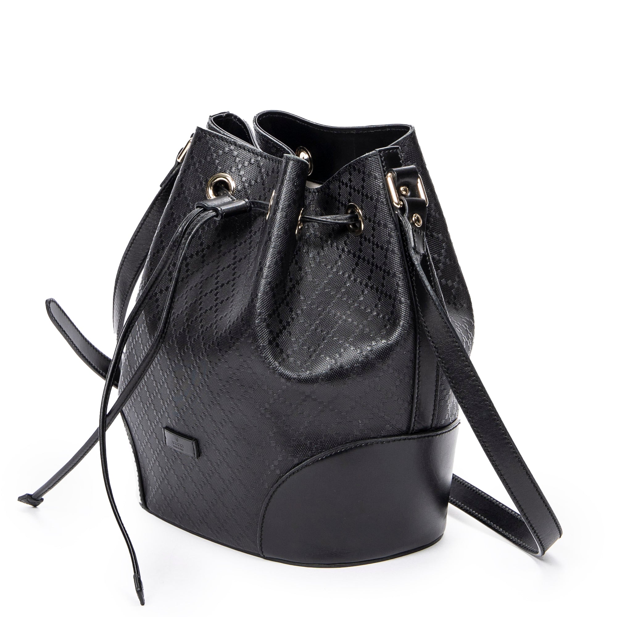 Shoulder Bag Medium Bright Bucket Bag Black Diamante Coated Canvas
