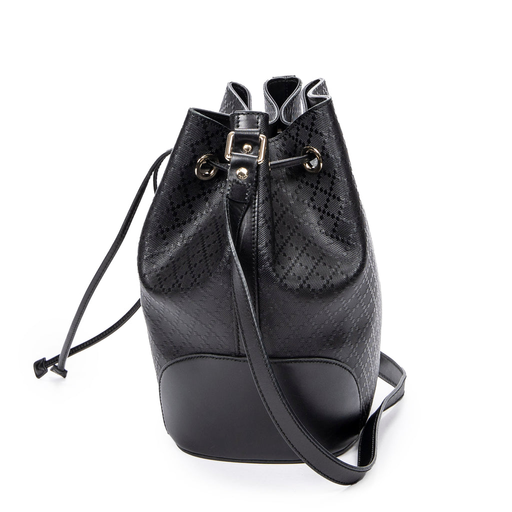 Shoulder Bag Medium Bright Bucket Bag Black Diamante Coated Canvas