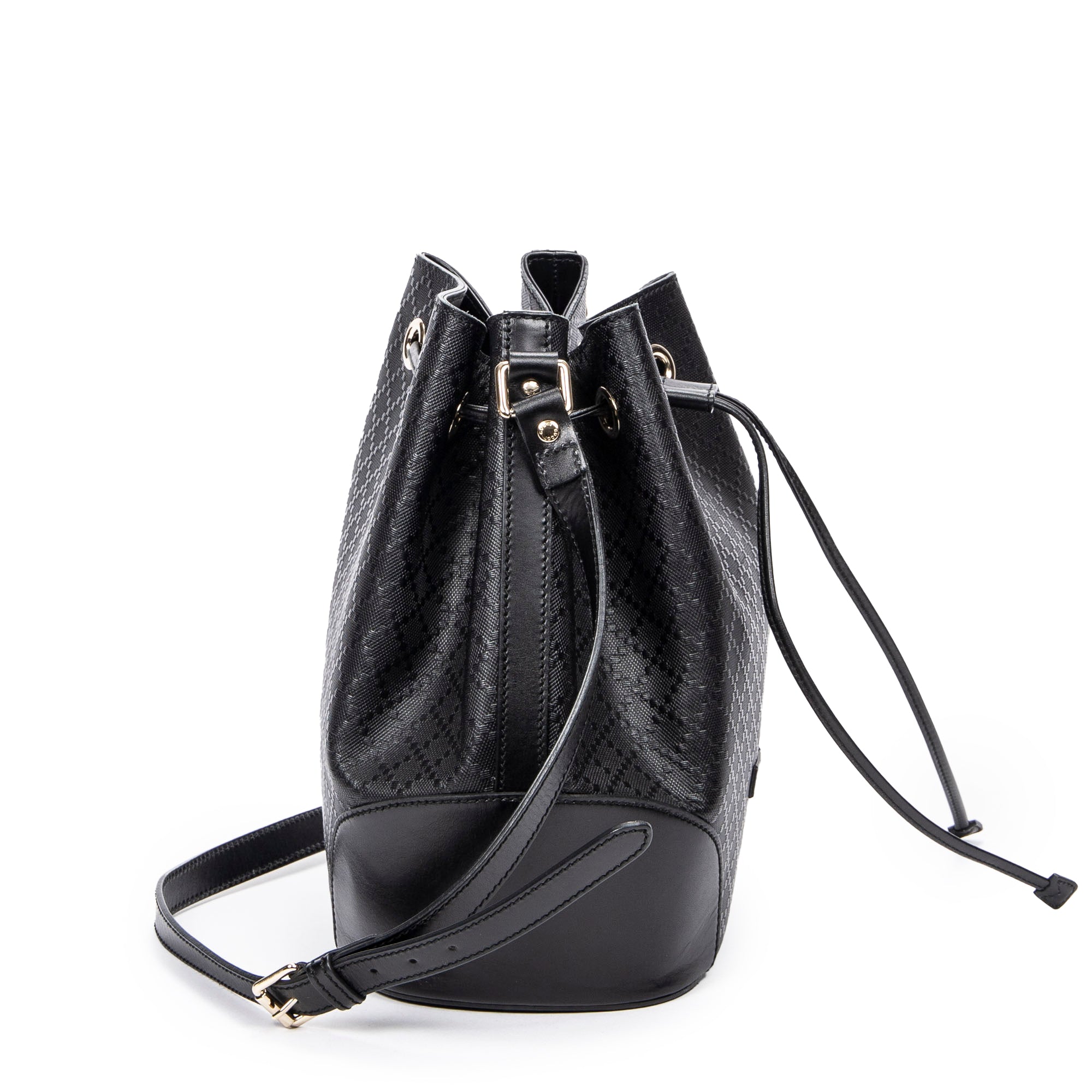 Shoulder Bag Medium Bright Bucket Bag Black Diamante Coated Canvas