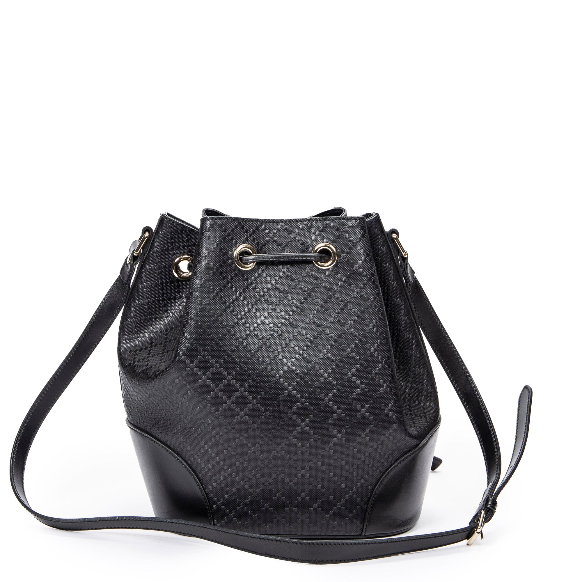 Shoulder Bag Medium Bright Bucket Bag Black Diamante Coated Canvas