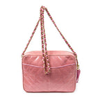 Shoulder Bag Exceptional Rare Vintage Diamond Lizard Tassel Camera Bag Pink Quilted Diamond Lizard Leather