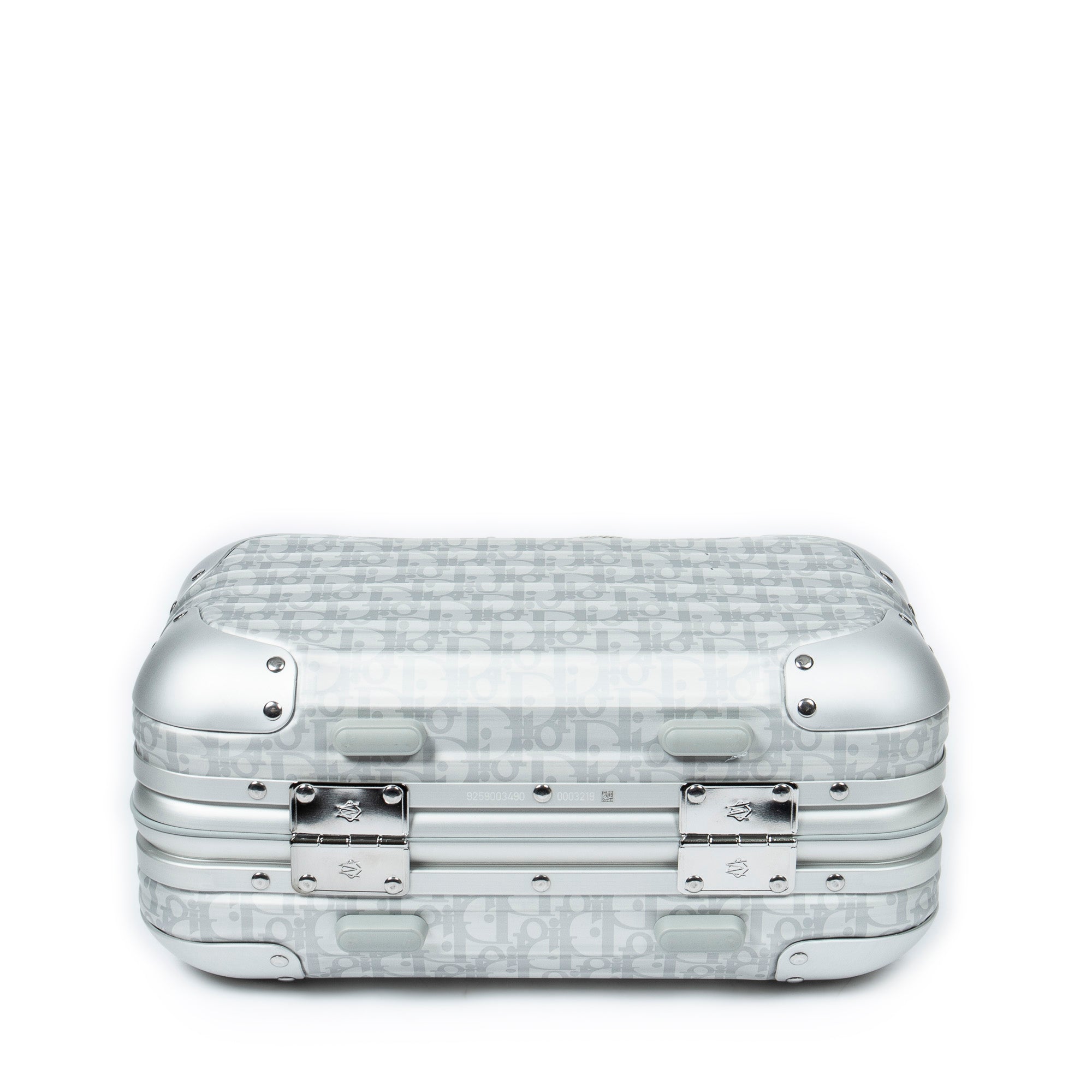 Bolso de Hombro Ed. Limitada Rara Dior x Rimowa Maleta de Mano Oblique Plateada de Aluminio