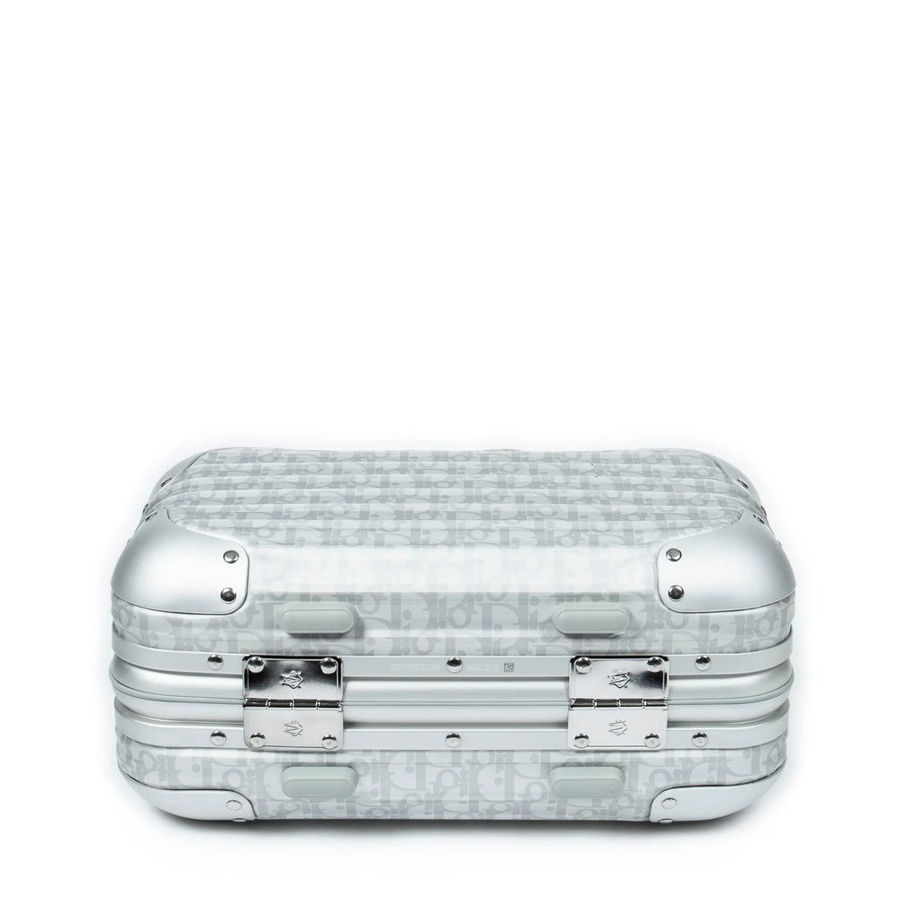 Sac à bandoulière rare édition limitée Dior x Rimowa, valise cabine, oblique argent, aluminium