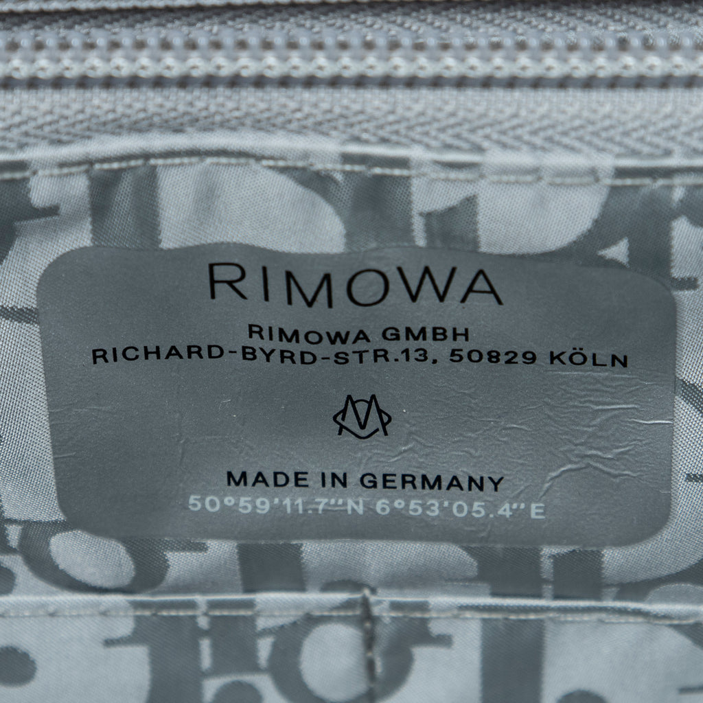 Bolso de Hombro Ed. Limitada Rara Dior x Rimowa Maleta de Mano Oblique Plateada de Aluminio