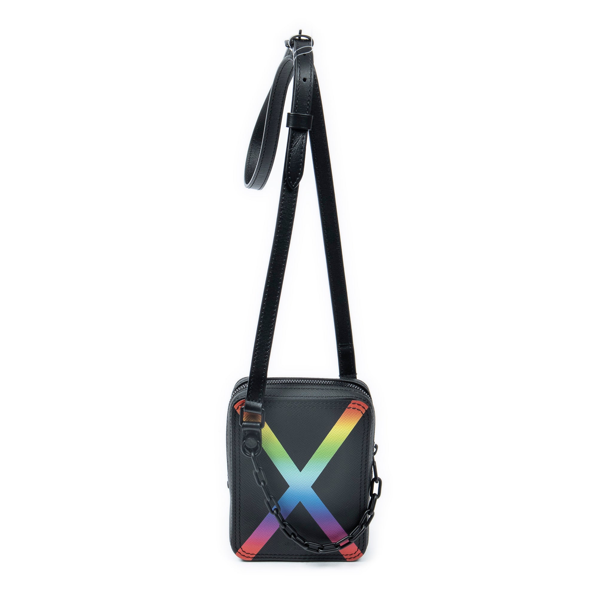 Shoulder Bag Ltd. Ed. Virgil Abloh Rainbow Danube Messenger Black Rainbow Taiga Leather