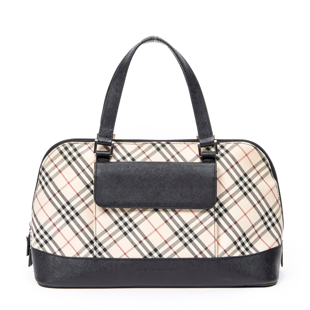 Handbag Front Pocket Dome Beige Nova Check Canvas