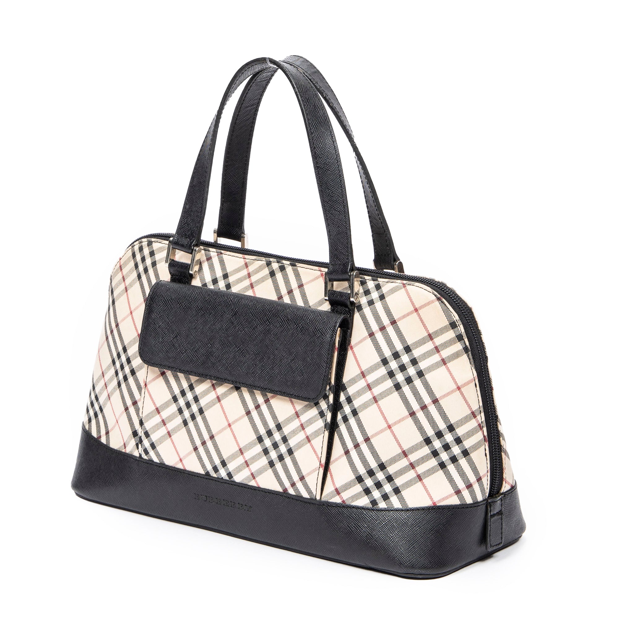 Handbag Front Pocket Dome Beige Nova Check Canvas