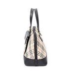 Handbag Front Pocket Dome Beige Nova Check Canvas