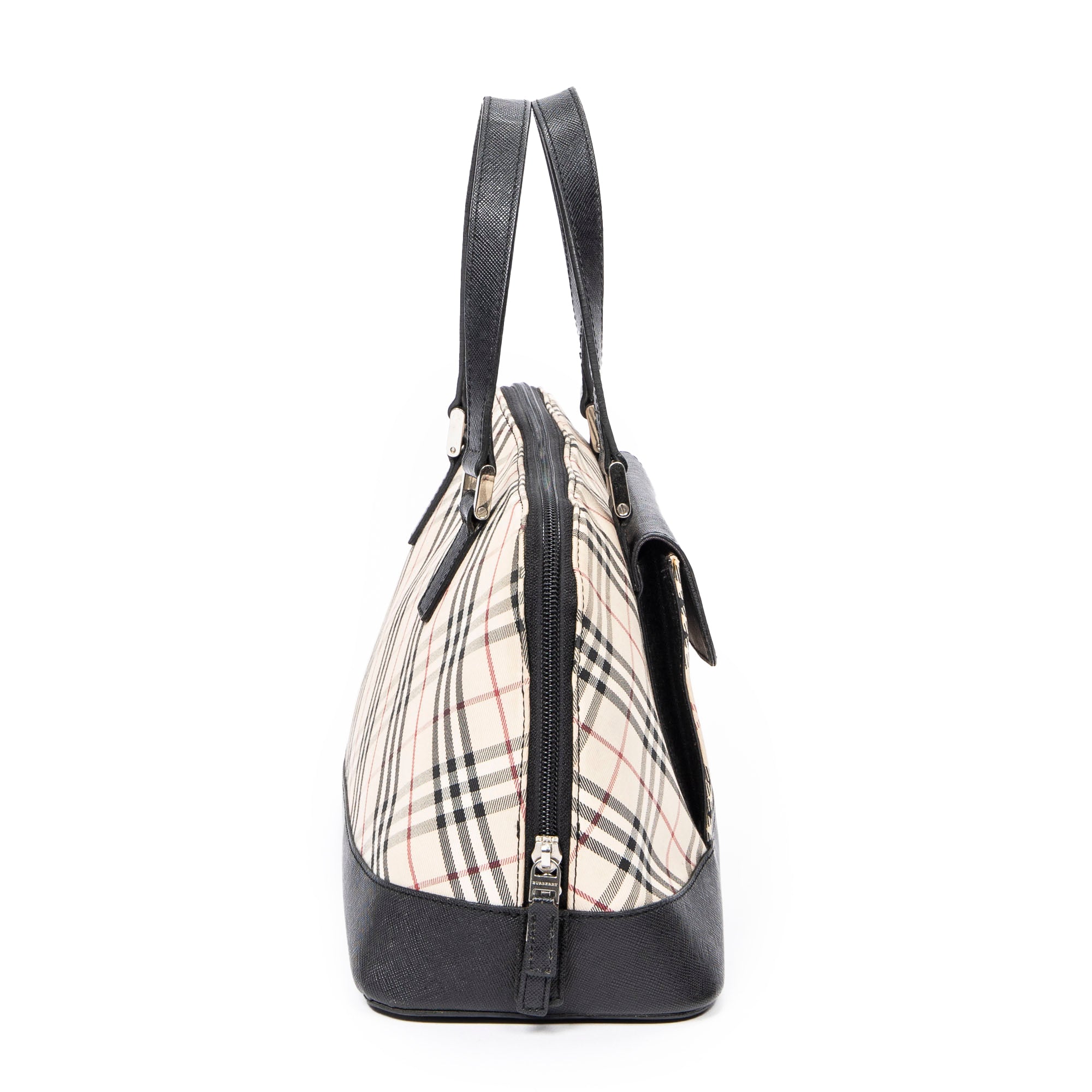 Handbag Front Pocket Dome Beige Nova Check Canvas