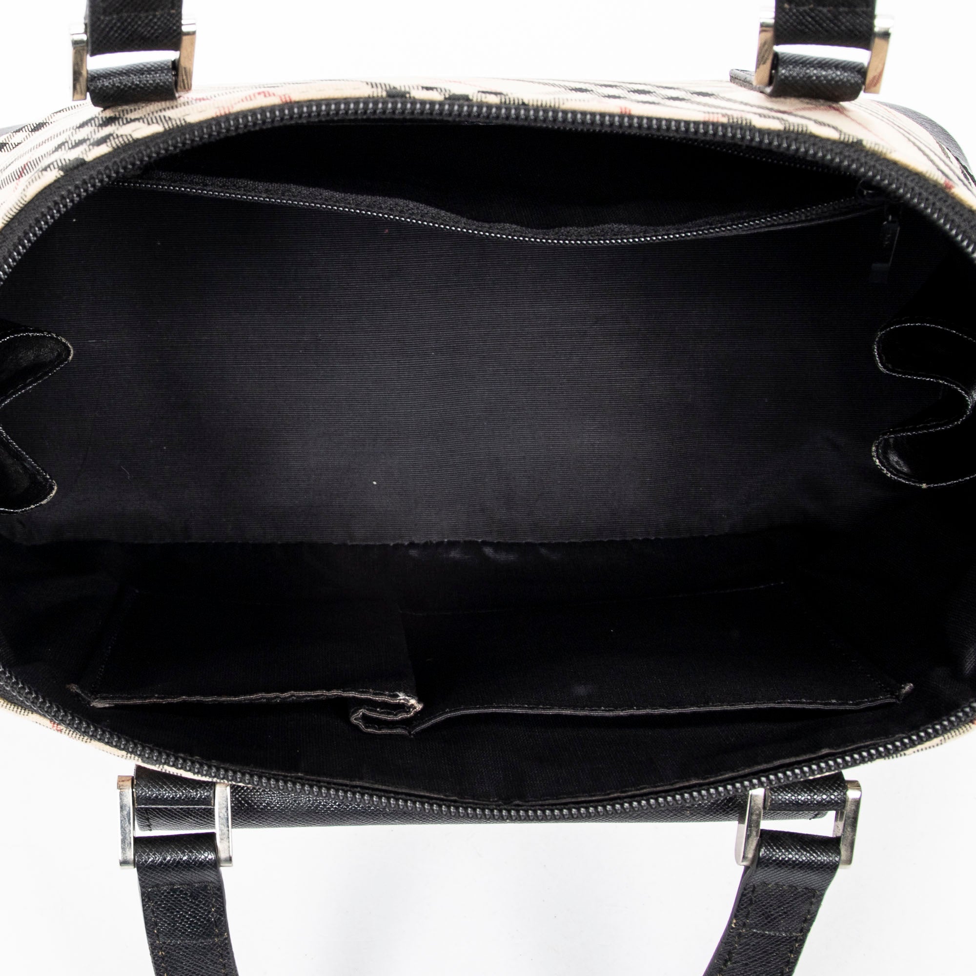 Handbag Front Pocket Dome Beige Nova Check Canvas