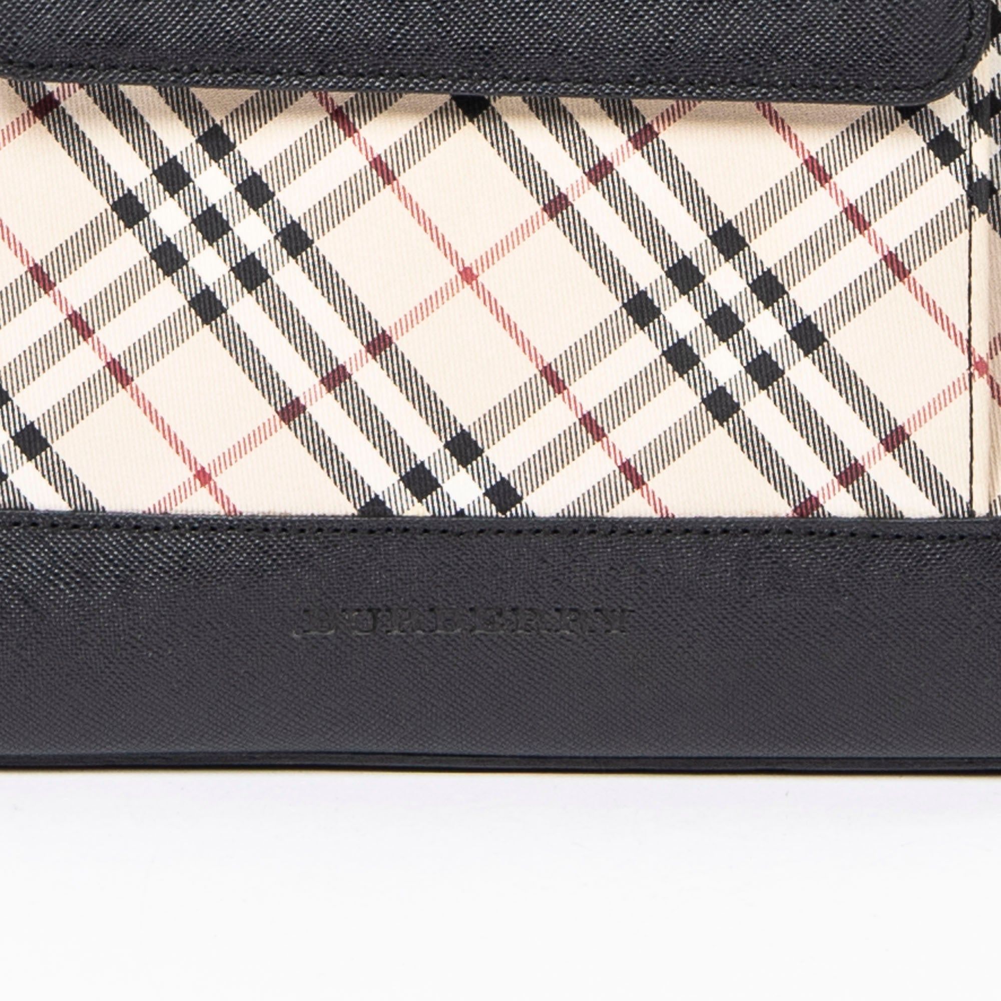 Handbag Front Pocket Dome Beige Nova Check Canvas