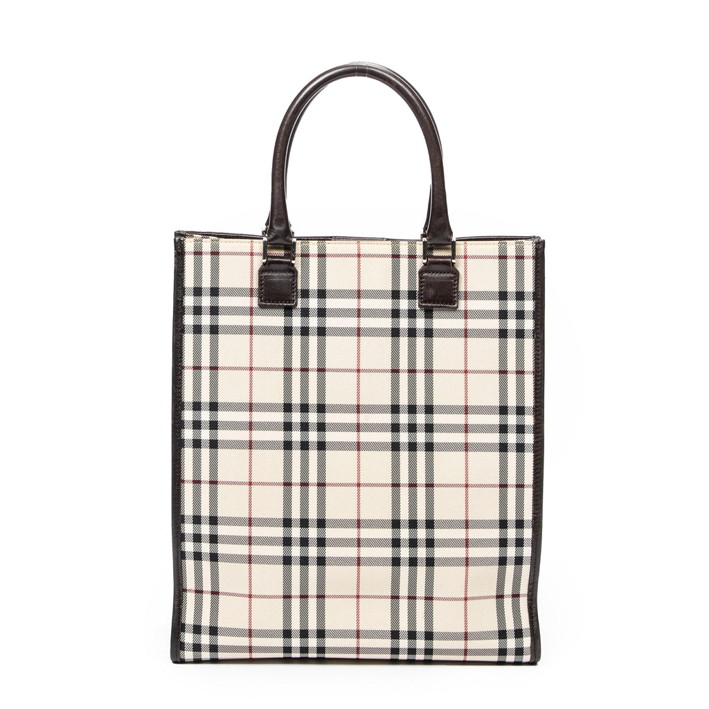 Handbag Medium Tall Tote Beige Nova Check Canvas