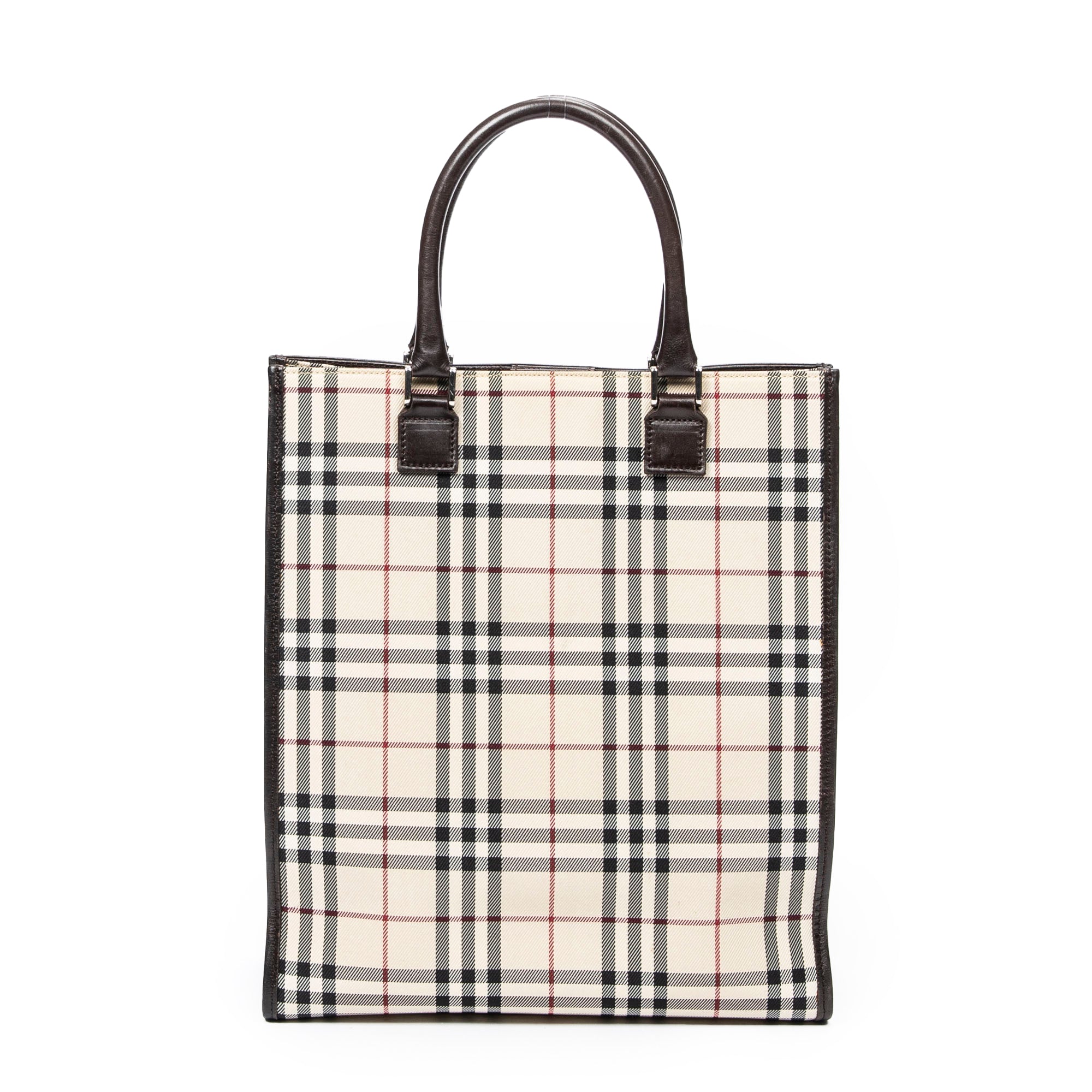 Handbag Medium Tall Tote Beige Nova Check Canvas