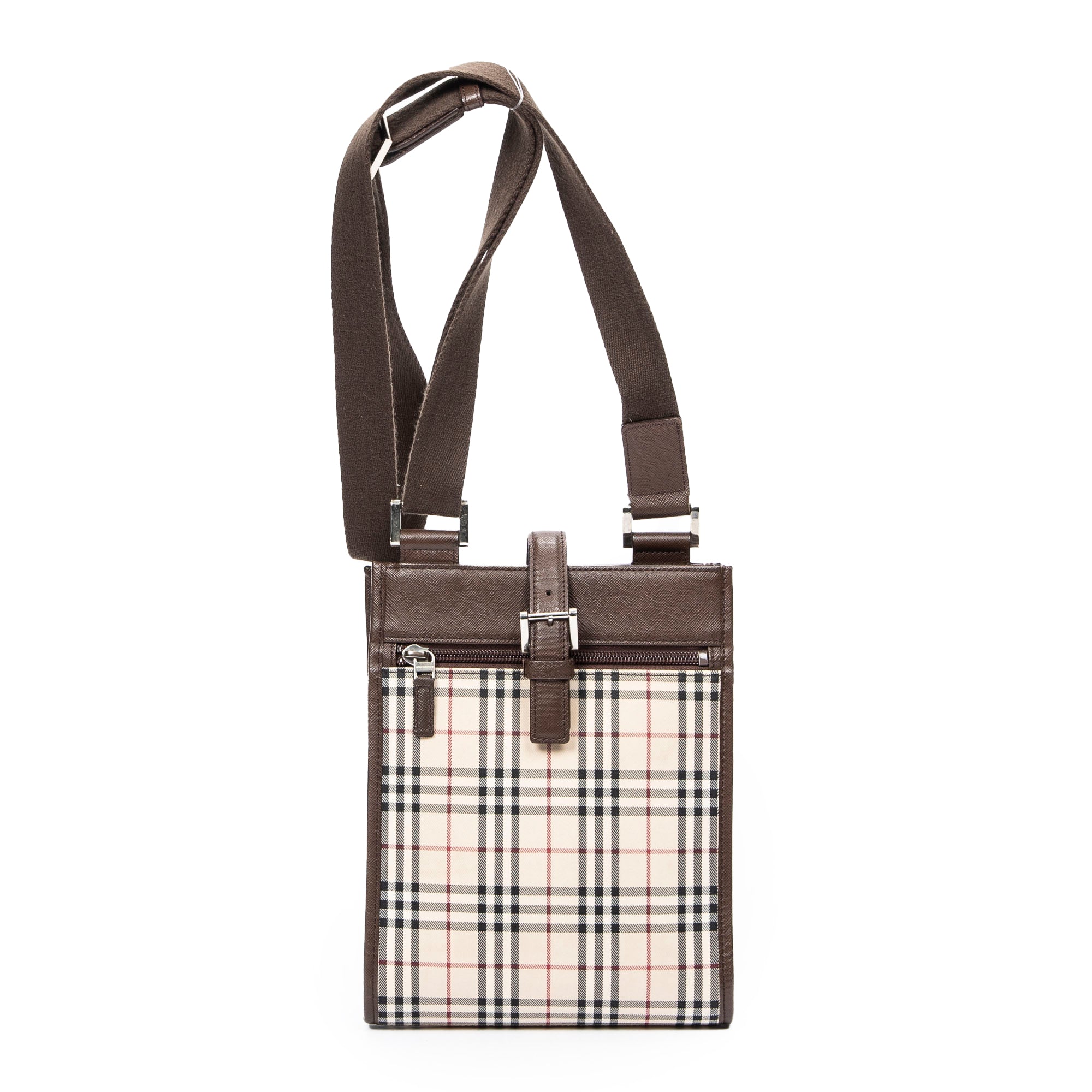 Shoulder Bag Small Buckle Crossbody Beige Nova Check Canvas