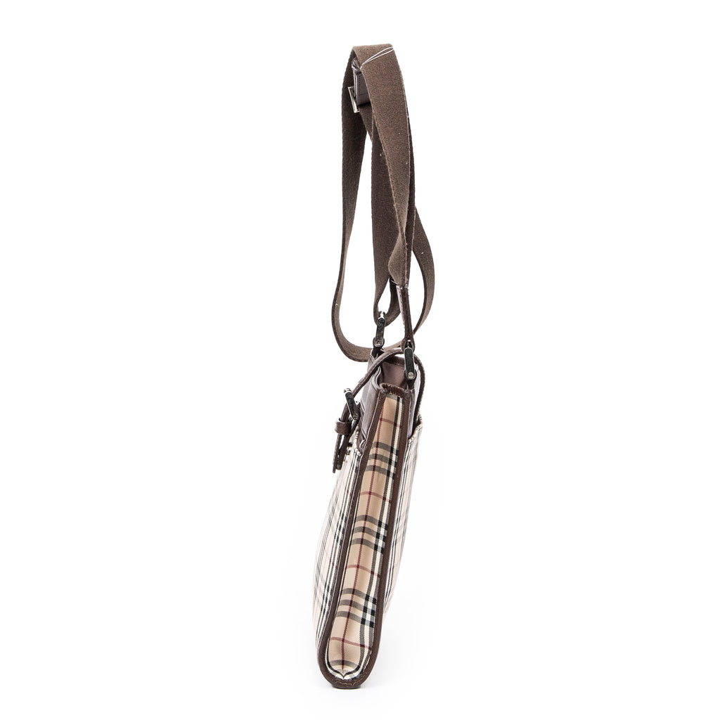 Shoulder Bag Small Buckle Crossbody Beige Nova Check Canvas