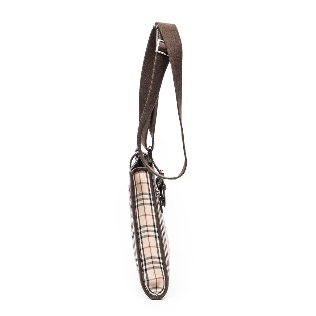 Shoulder Bag Small Buckle Crossbody Beige Nova Check Canvas