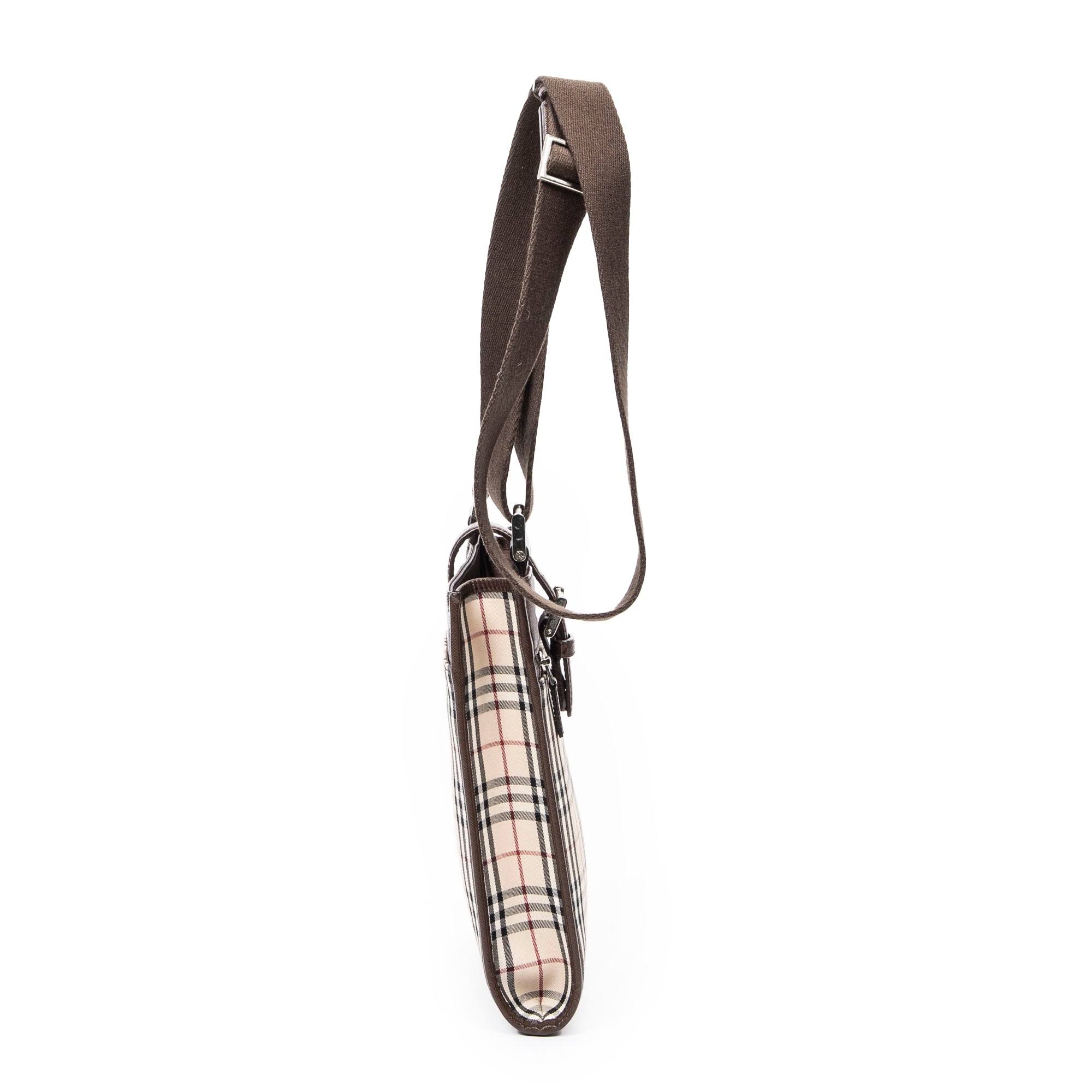 Shoulder Bag Small Buckle Crossbody Beige Nova Check Canvas