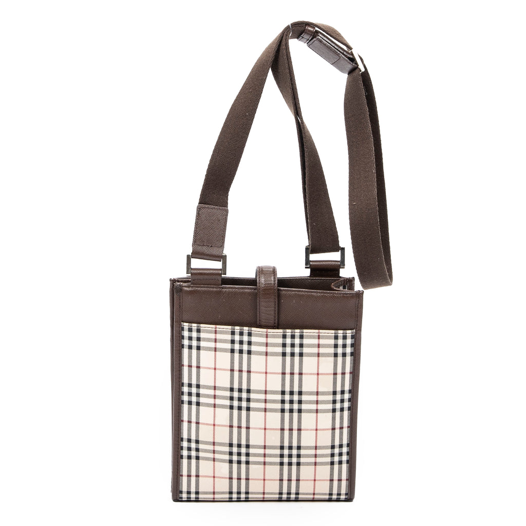 Shoulder Bag Small Buckle Crossbody Beige Nova Check Canvas