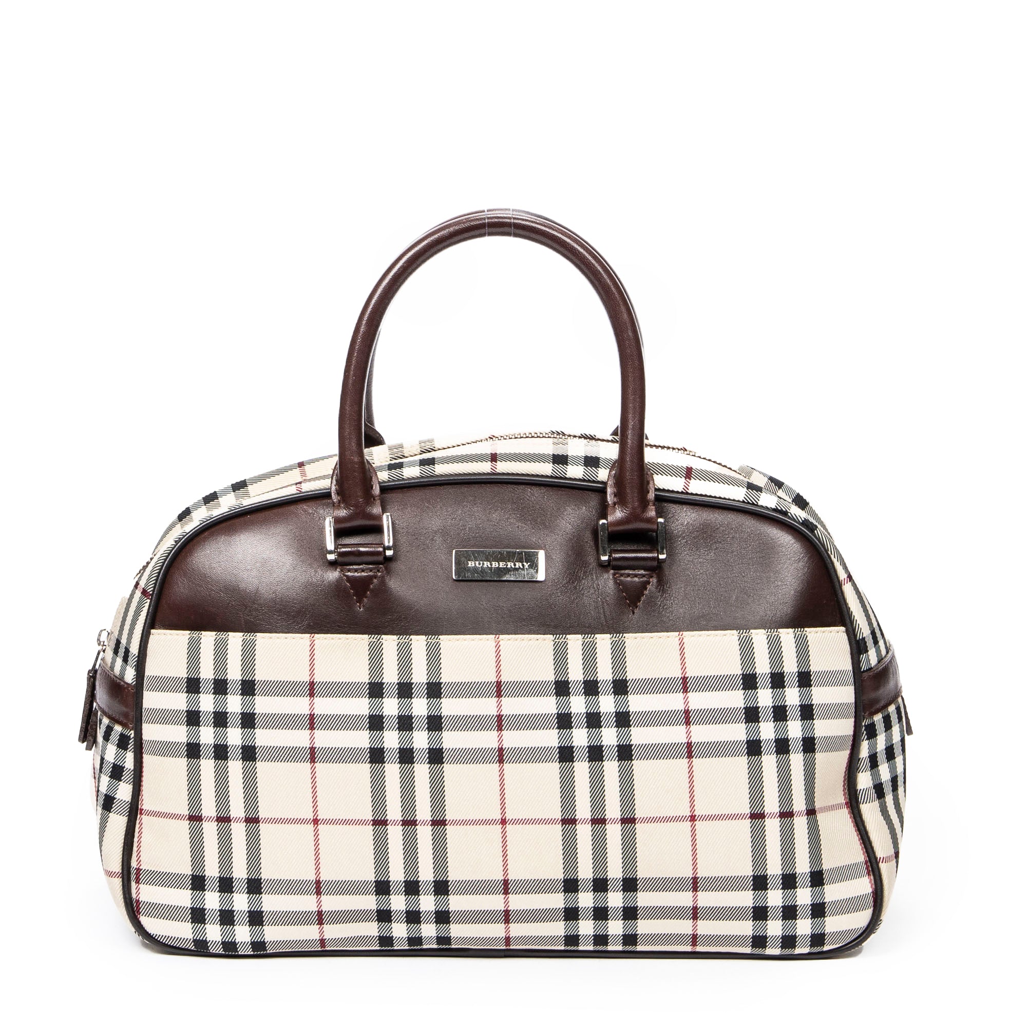 Handbag Boston Bag Beige Nova Check Canvas