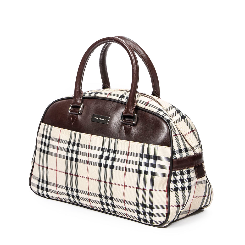 Handbag Boston Bag Beige Nova Check Canvas