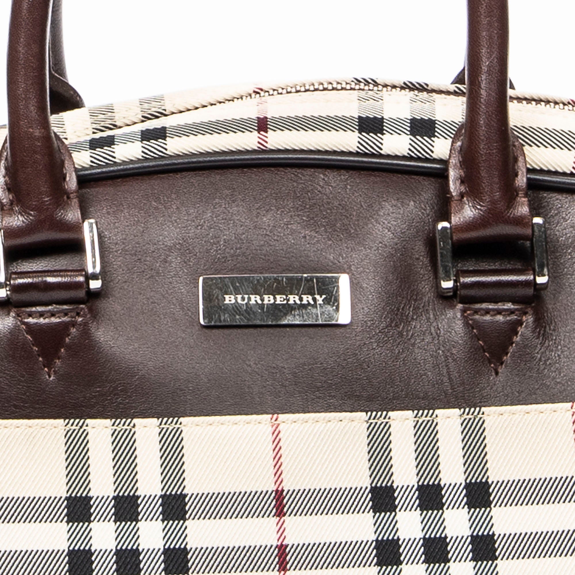 Handbag Boston Bag Beige Nova Check Canvas