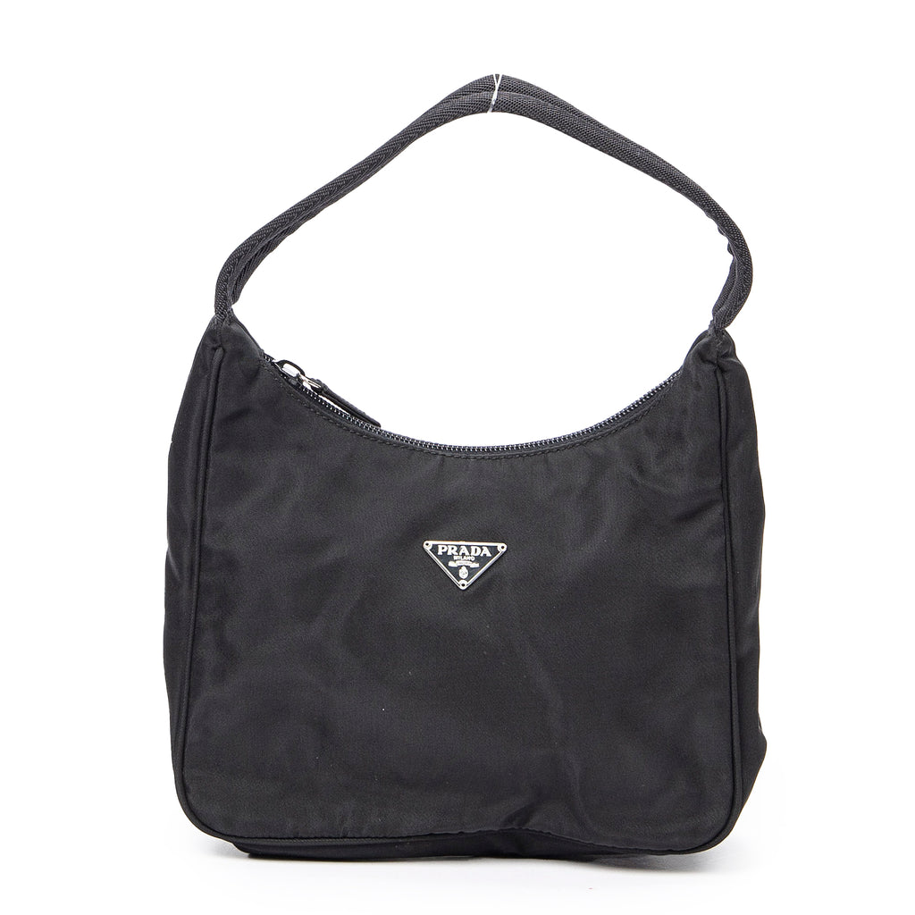 Shoulder Bag Mini Zip Hobo Black Nylon Canvas