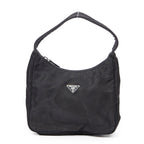 Shoulder Bag Mini Zip Hobo Black Nylon Canvas